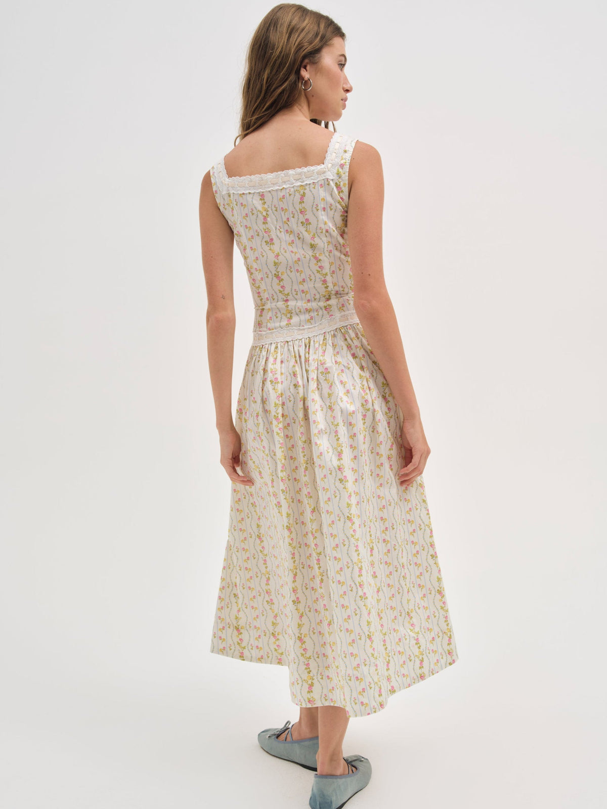 Brigitta Floral Midi Dress - Ivory