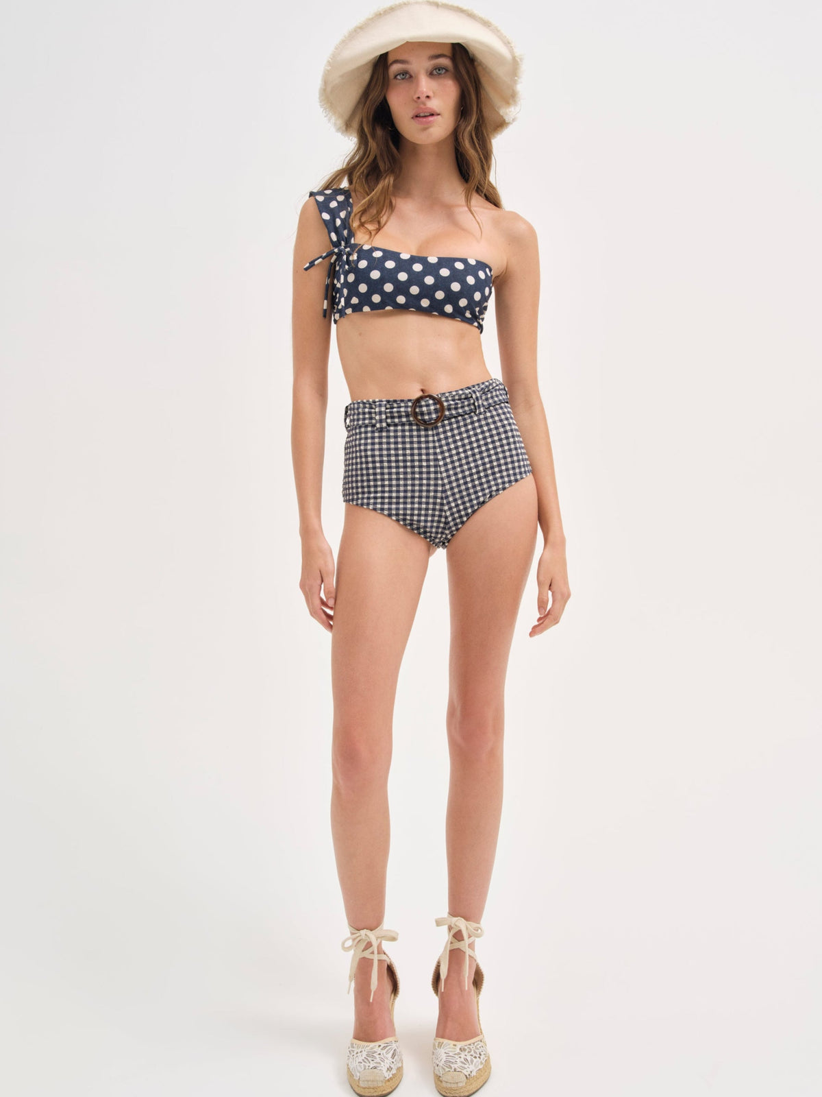 Dolly Dot One-Shoulder Bikini Top - Blue