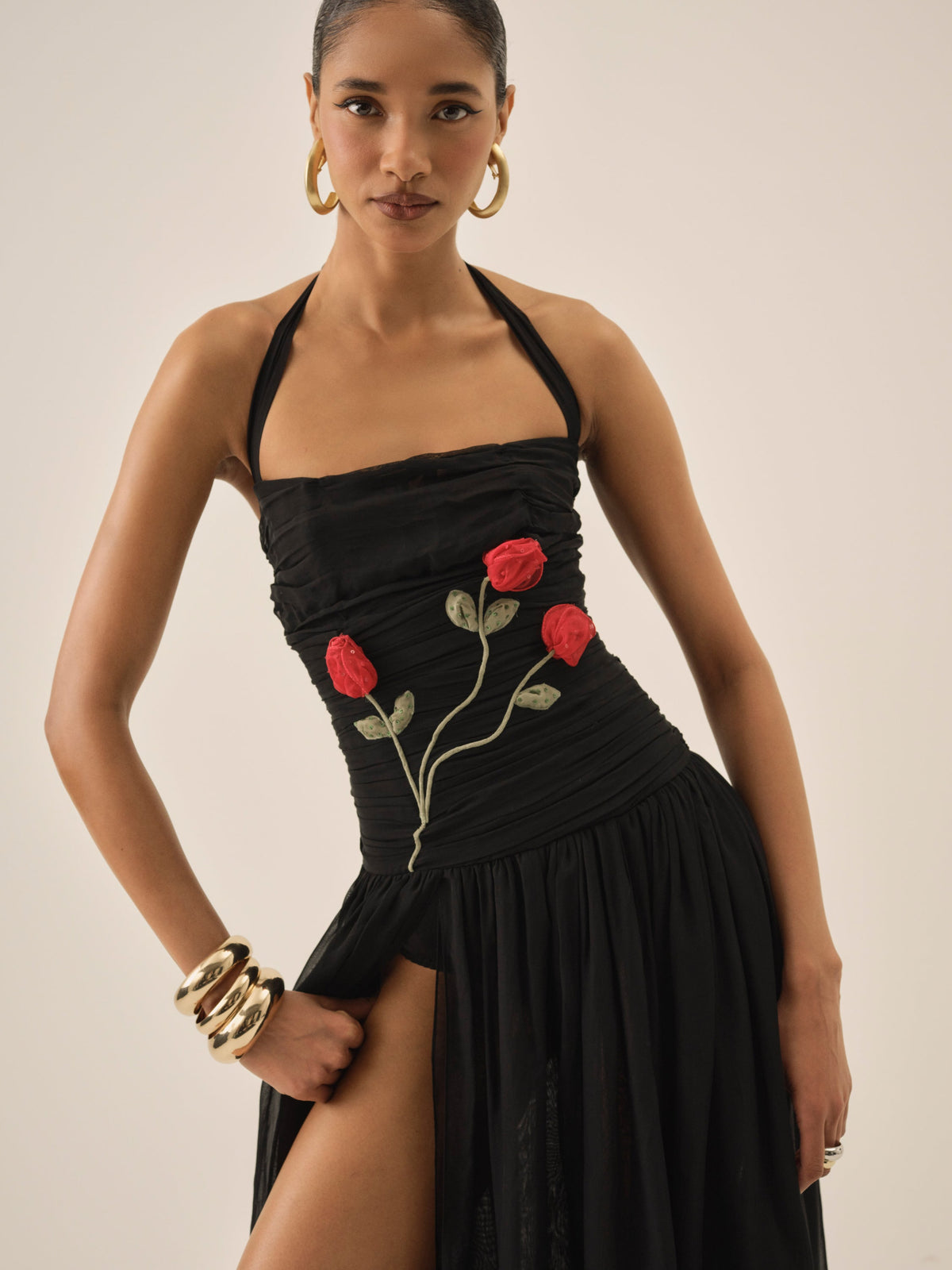 Ophelie Organza Maxi Dress - Black