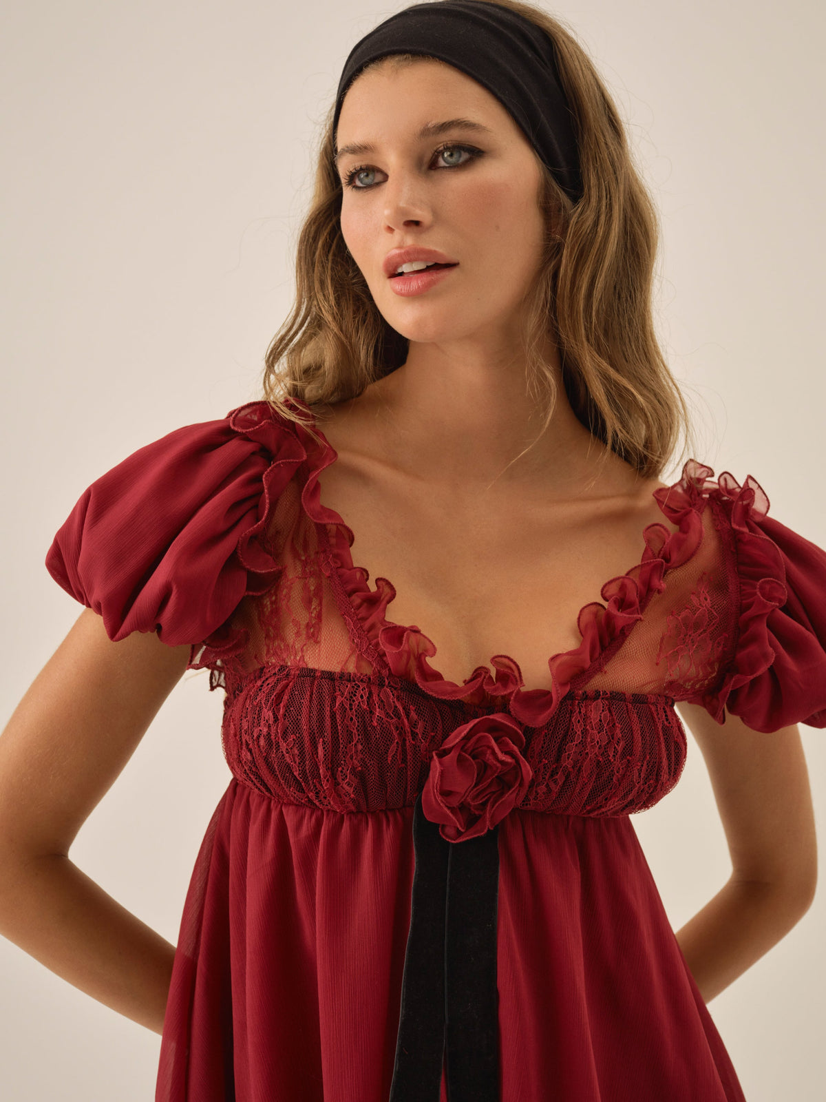 Claudine Chiffon Mini Dress - Oxblood