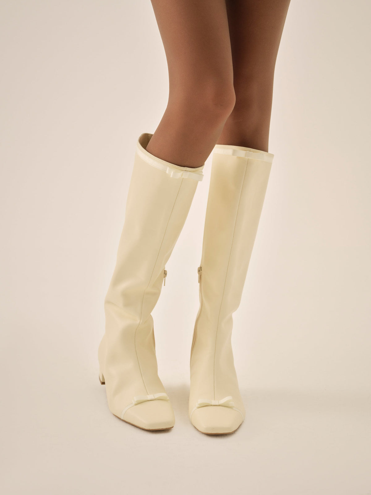 Claudine Cap Toe Boot - Cream