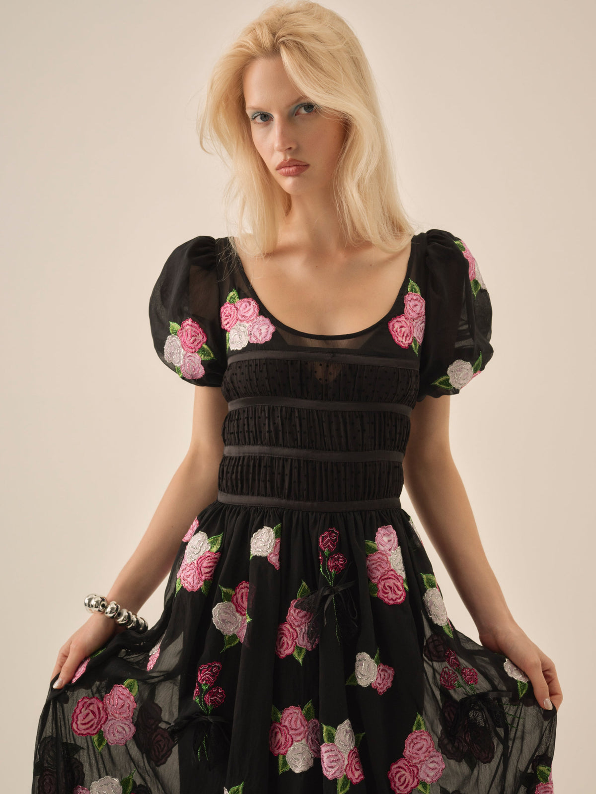Midnight Garden Maxi Dress - Black