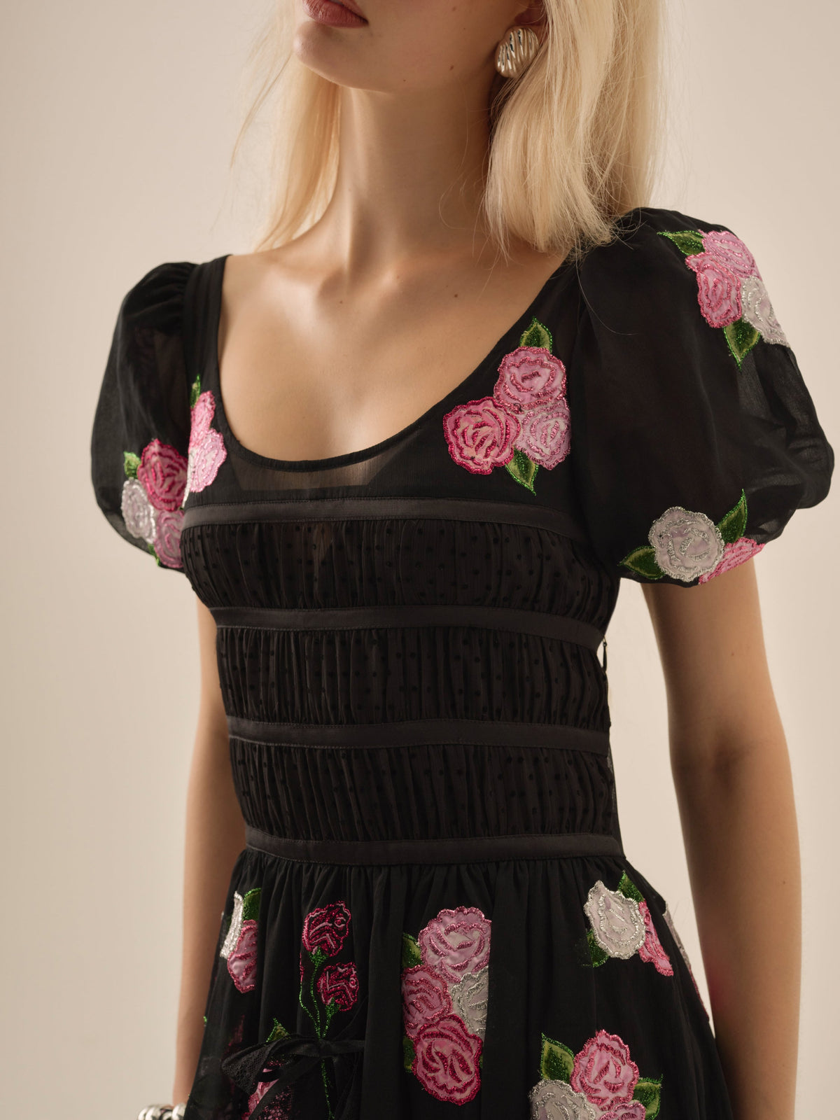 Midnight Garden Maxi Dress - Black