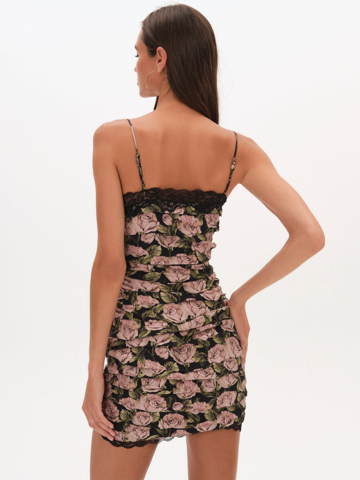 Fallen Rose Mini Dress - Black