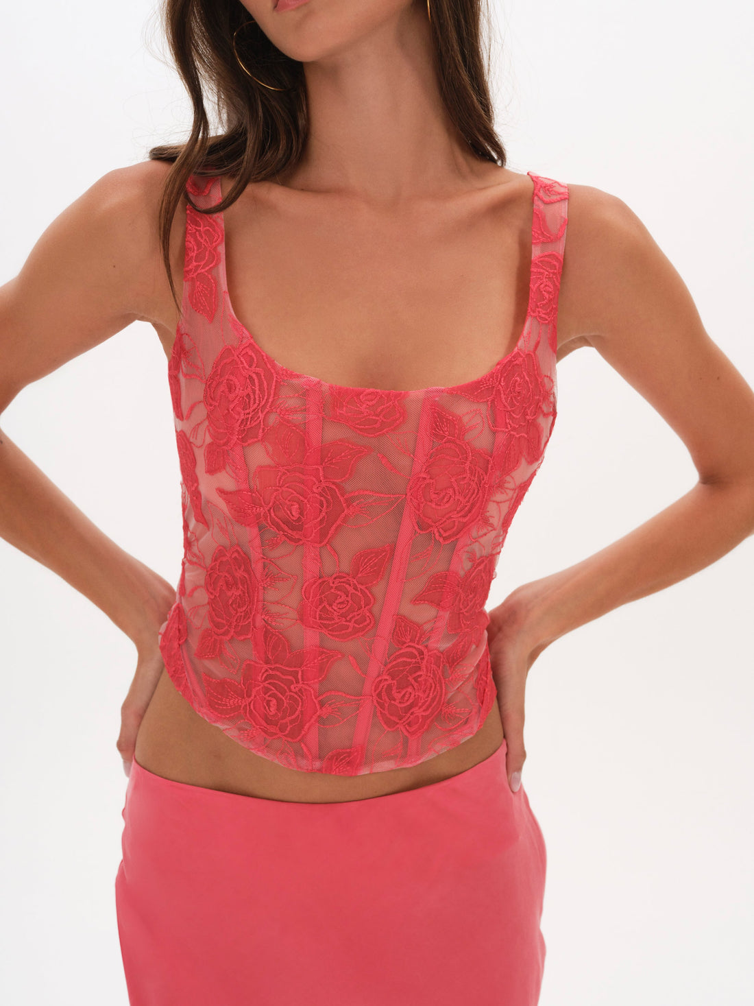 Embroidered Roses Corset Top