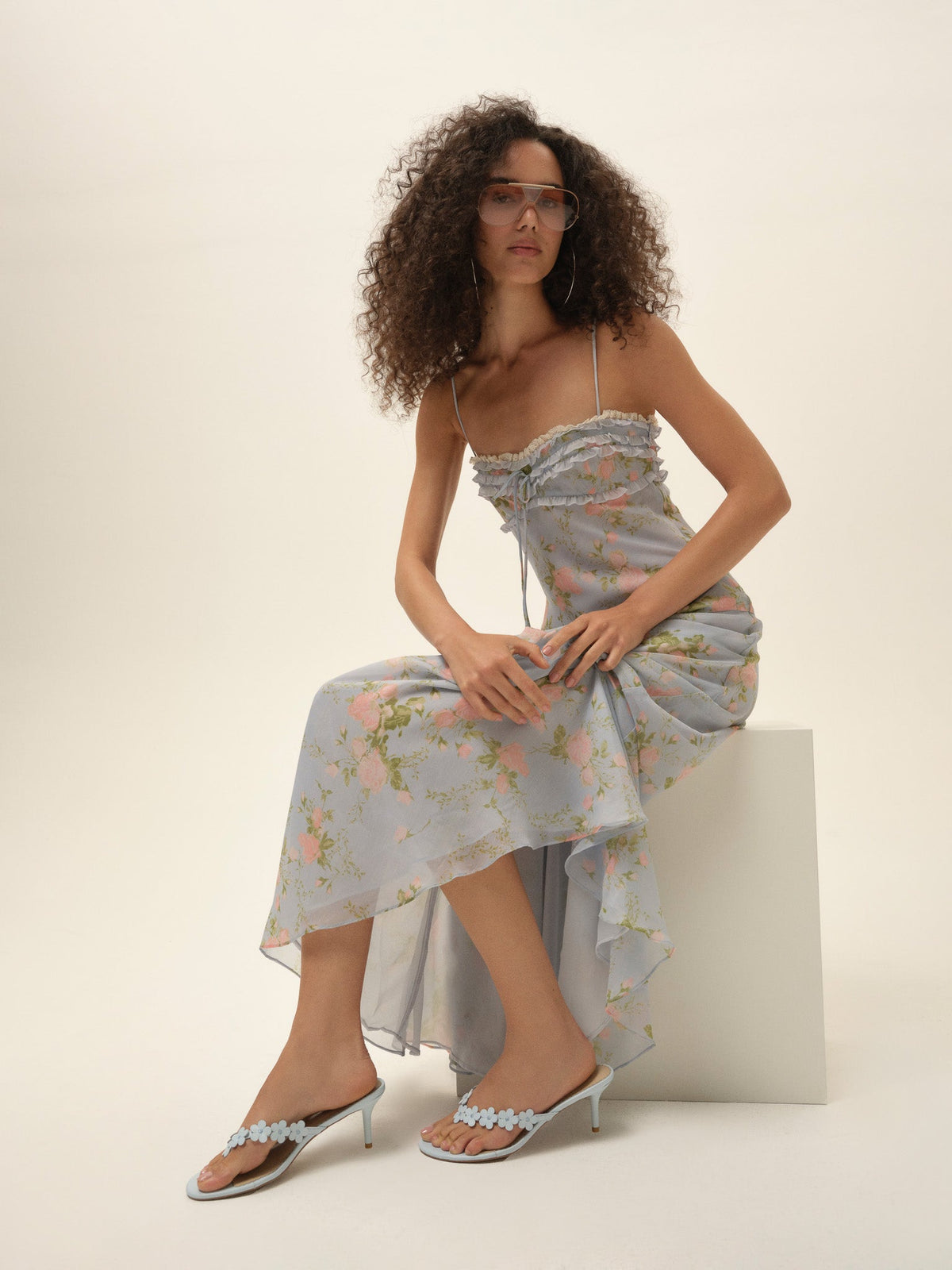 Gia Floral Heel - Blue