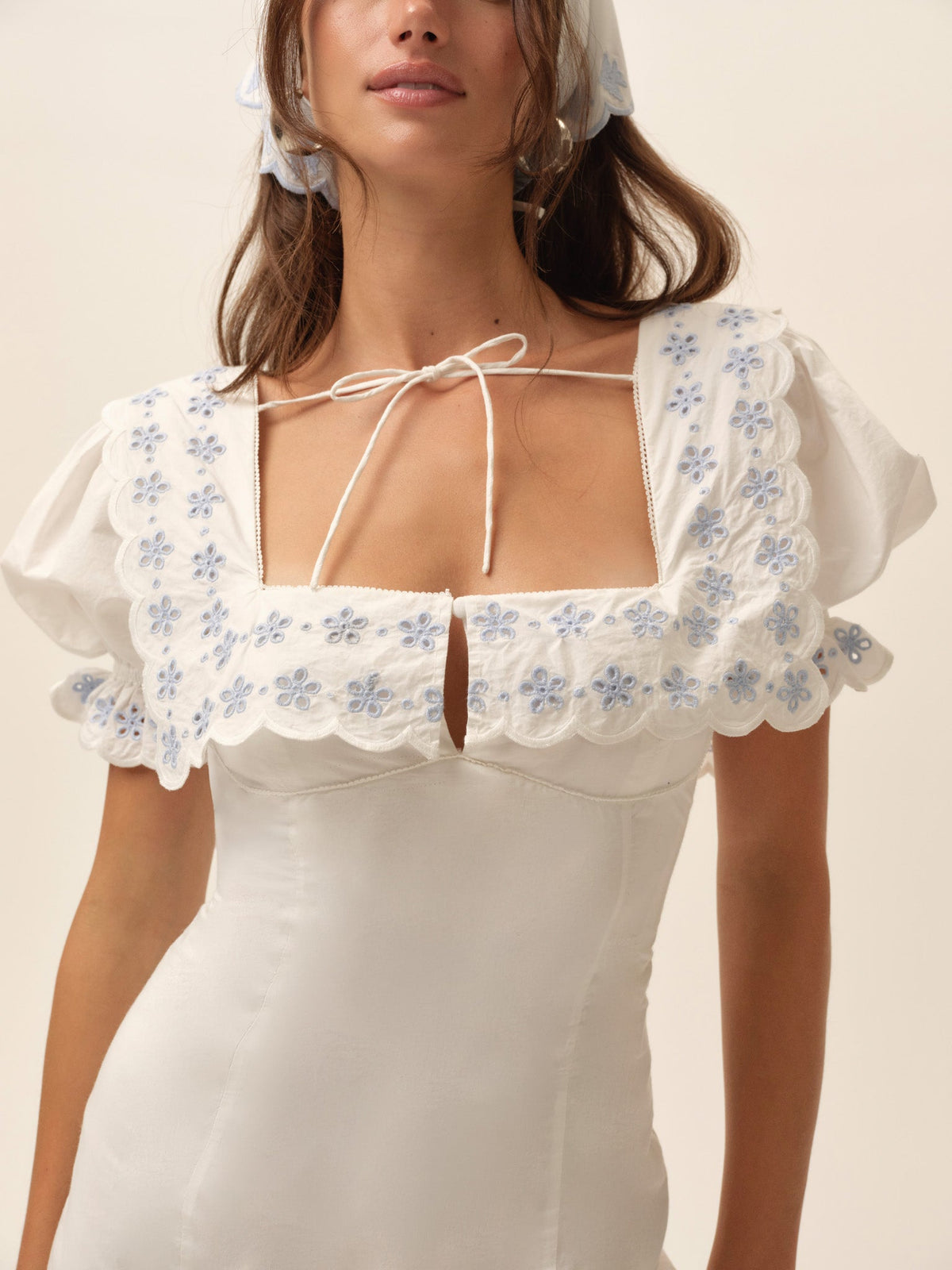 Poppy Collared Mini Dress - White