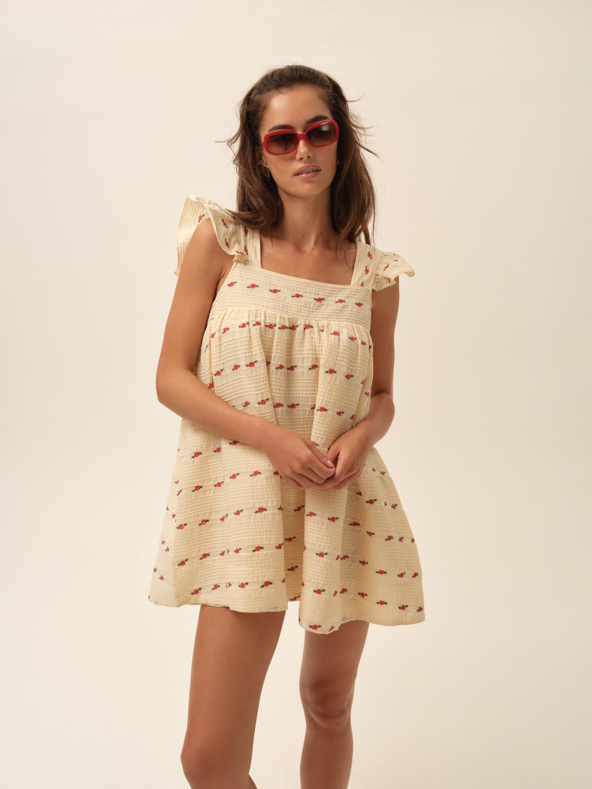 Aster Babydoll Mini Dress - White