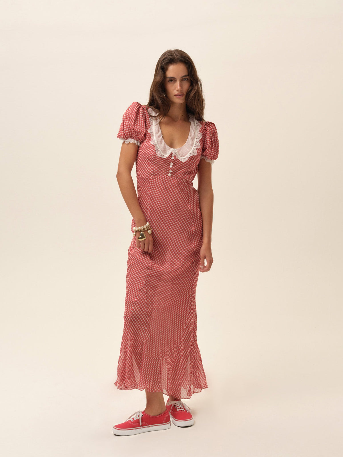 Bradford Gingham Maxi Dress - Red