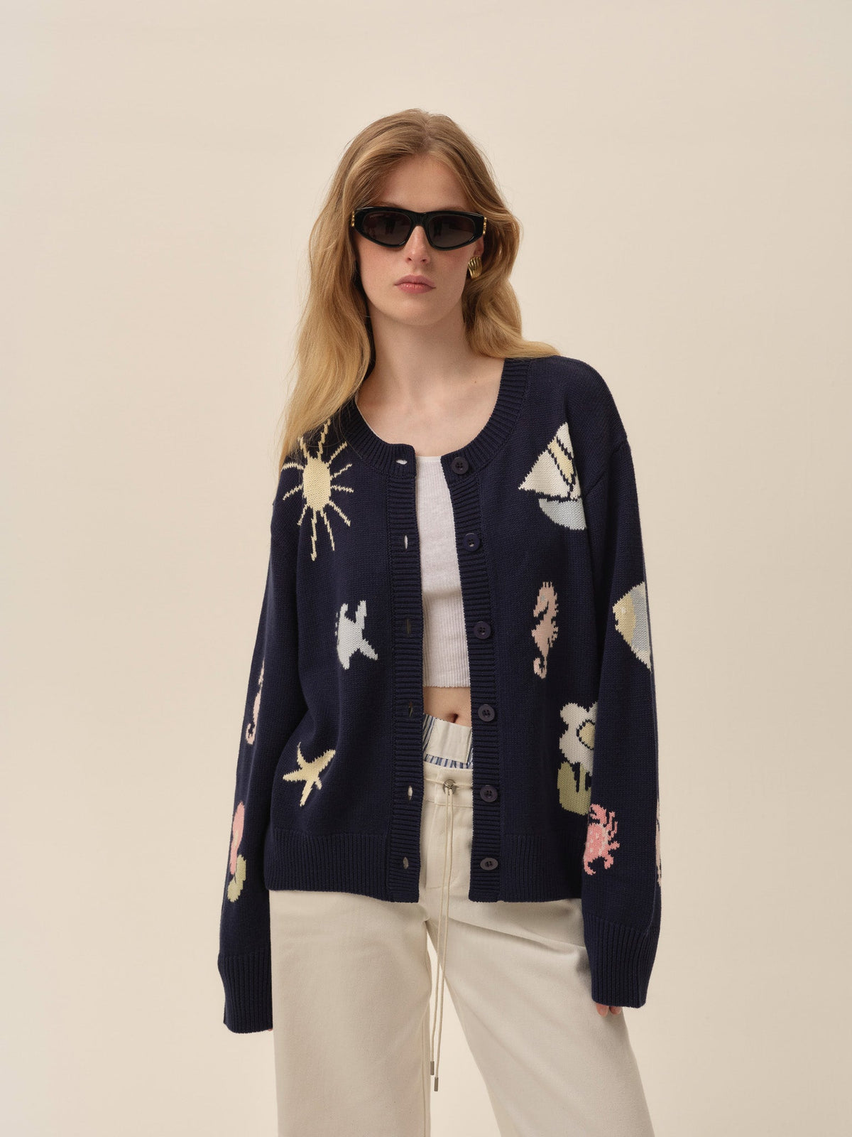Marie Nautical Cardigan - Blue