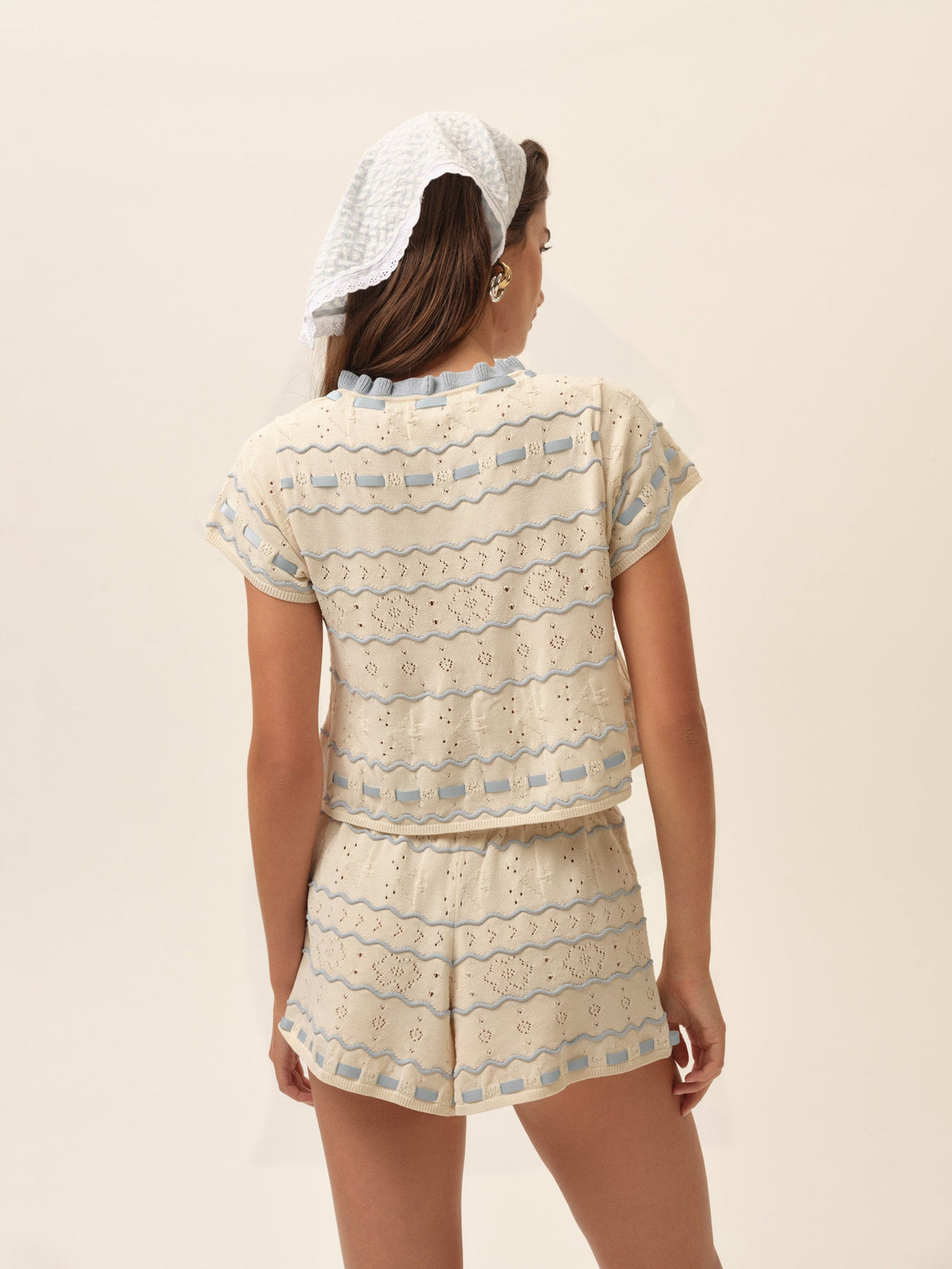 Dora Pointelle Top - Blue