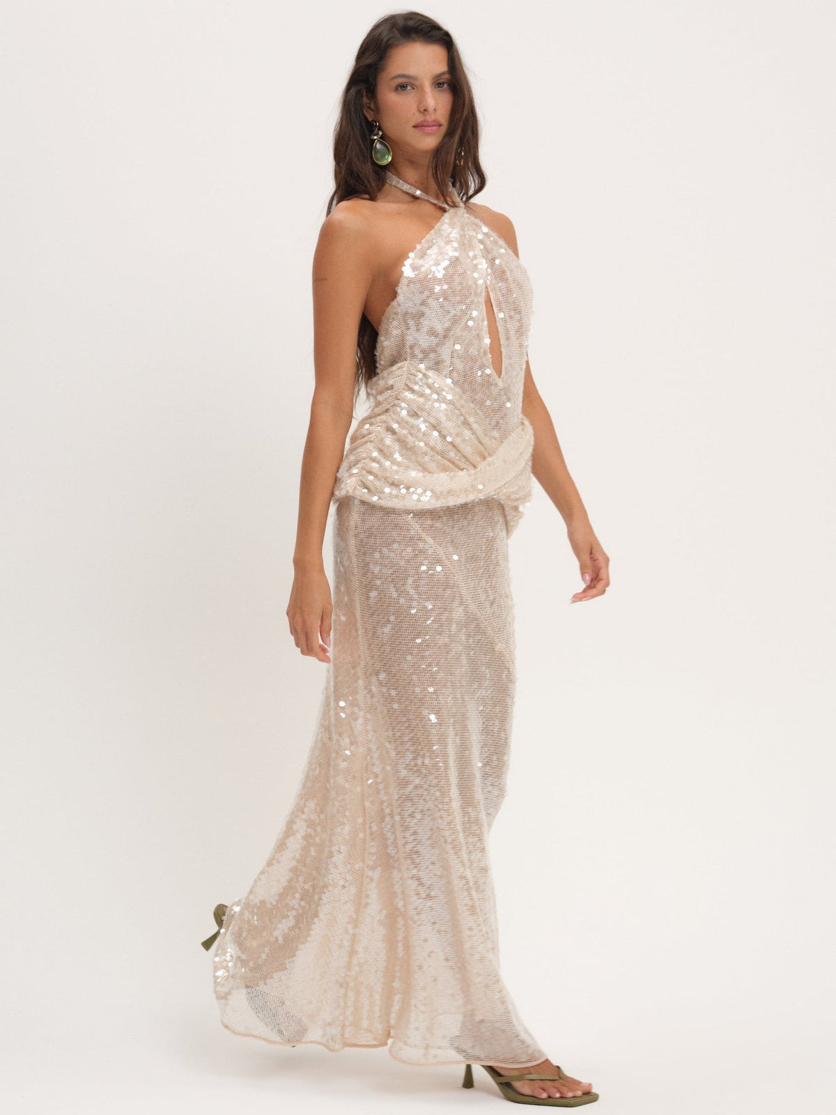 Sydney Sequin Maxi Dress - Nude