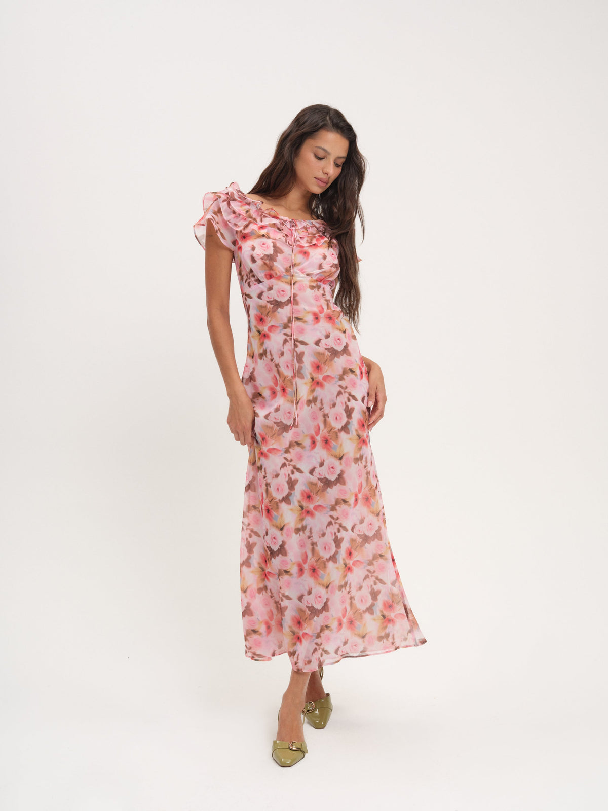 Fallen Floral Maxi Dress - Pink