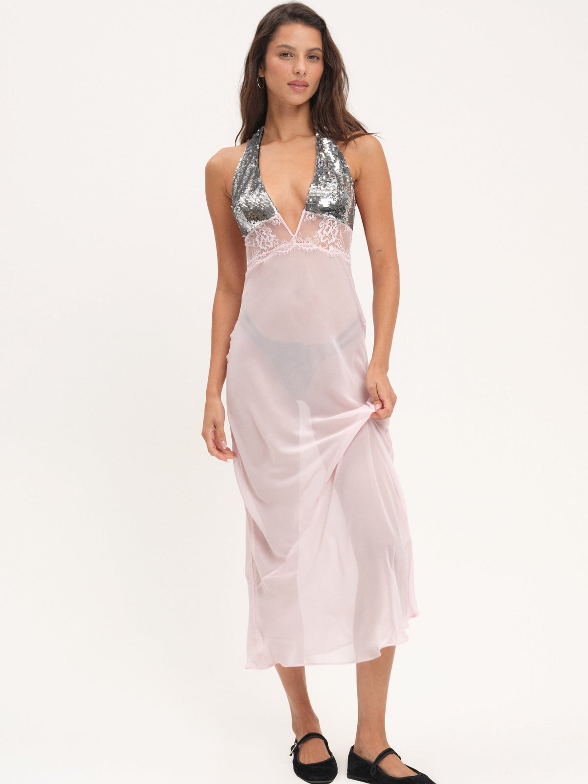 Maia Maxi Slip Dress - Pink