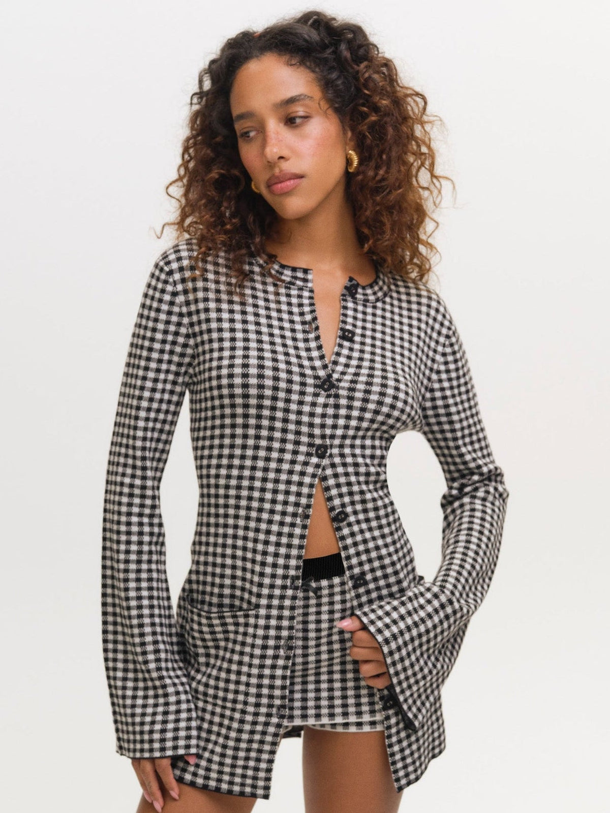 Gingham Knit Skort - Black