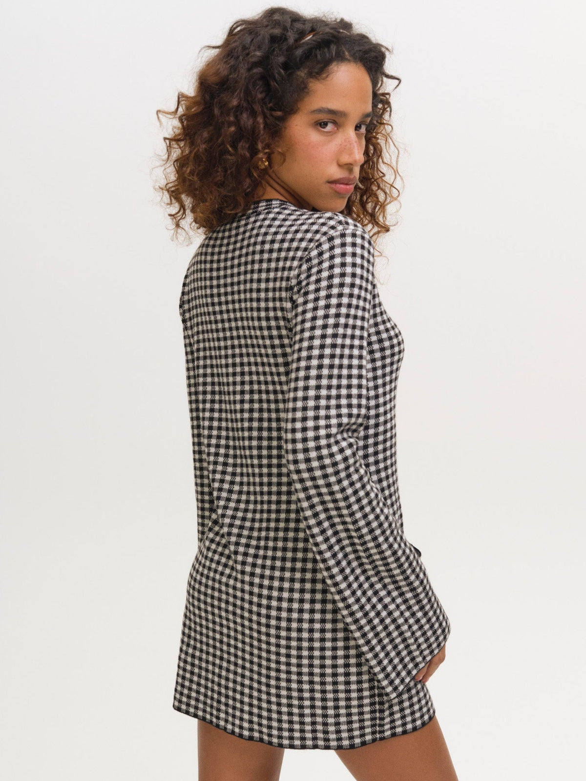 Gingham Knit Jacket - Black