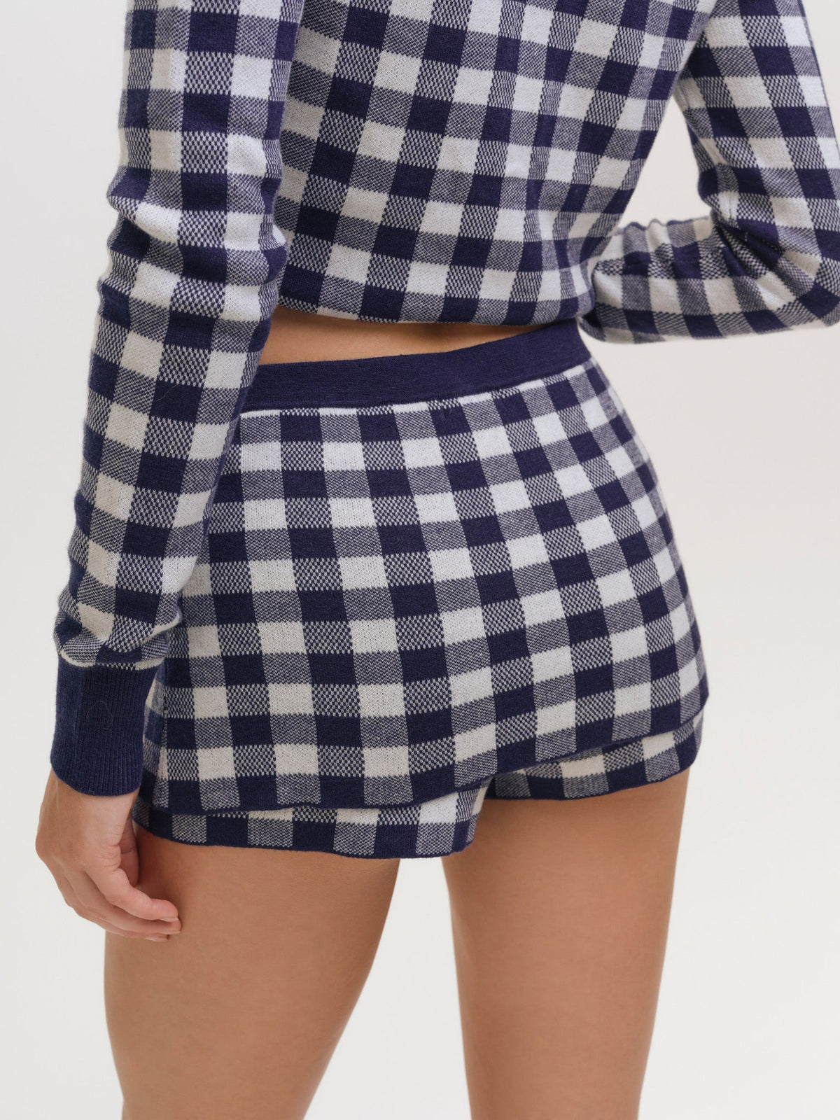 Gingham Knit Skort - Navy