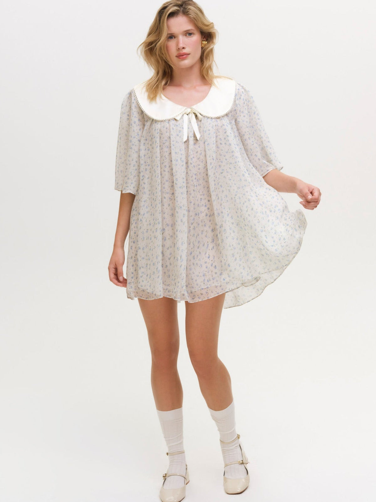 Cape Cod Babydoll Mini Dress - Blue