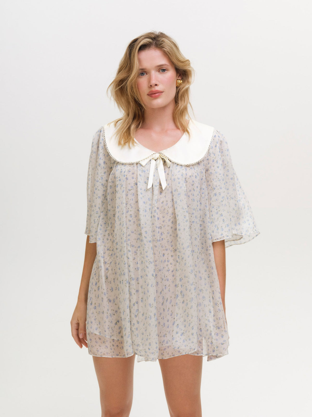 Cape Cod Babydoll Mini Dress - Blue