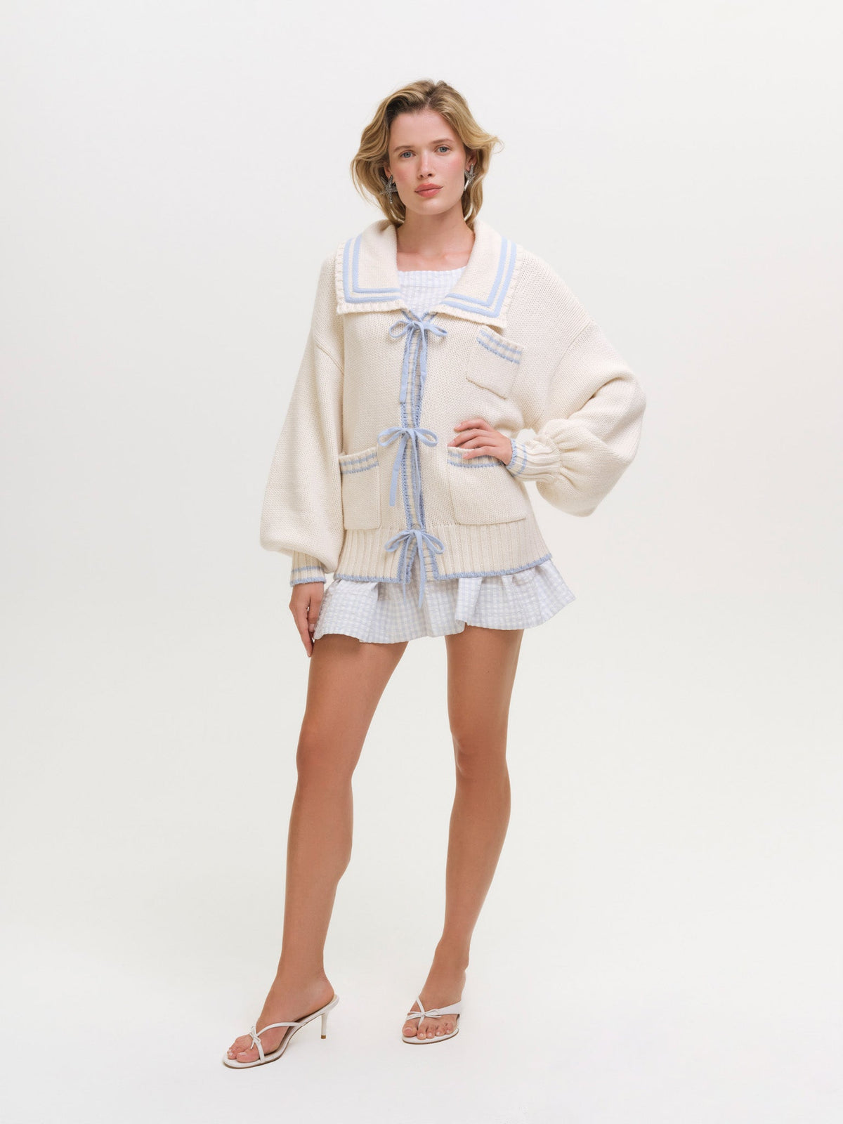 Marina Cardigan - Cream Blue
