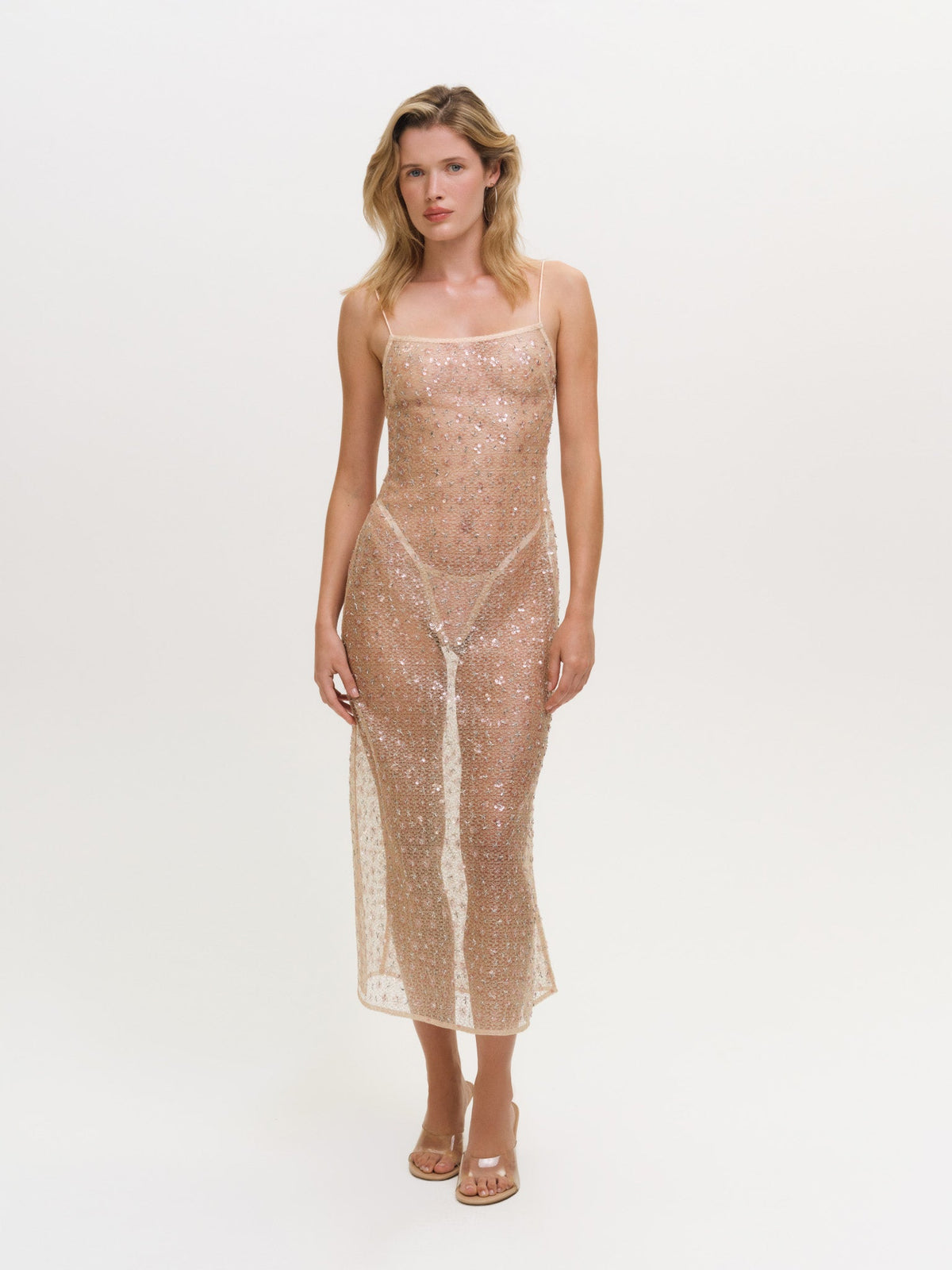 Washed Ashore Midi Slip Dress - Blushy Nude