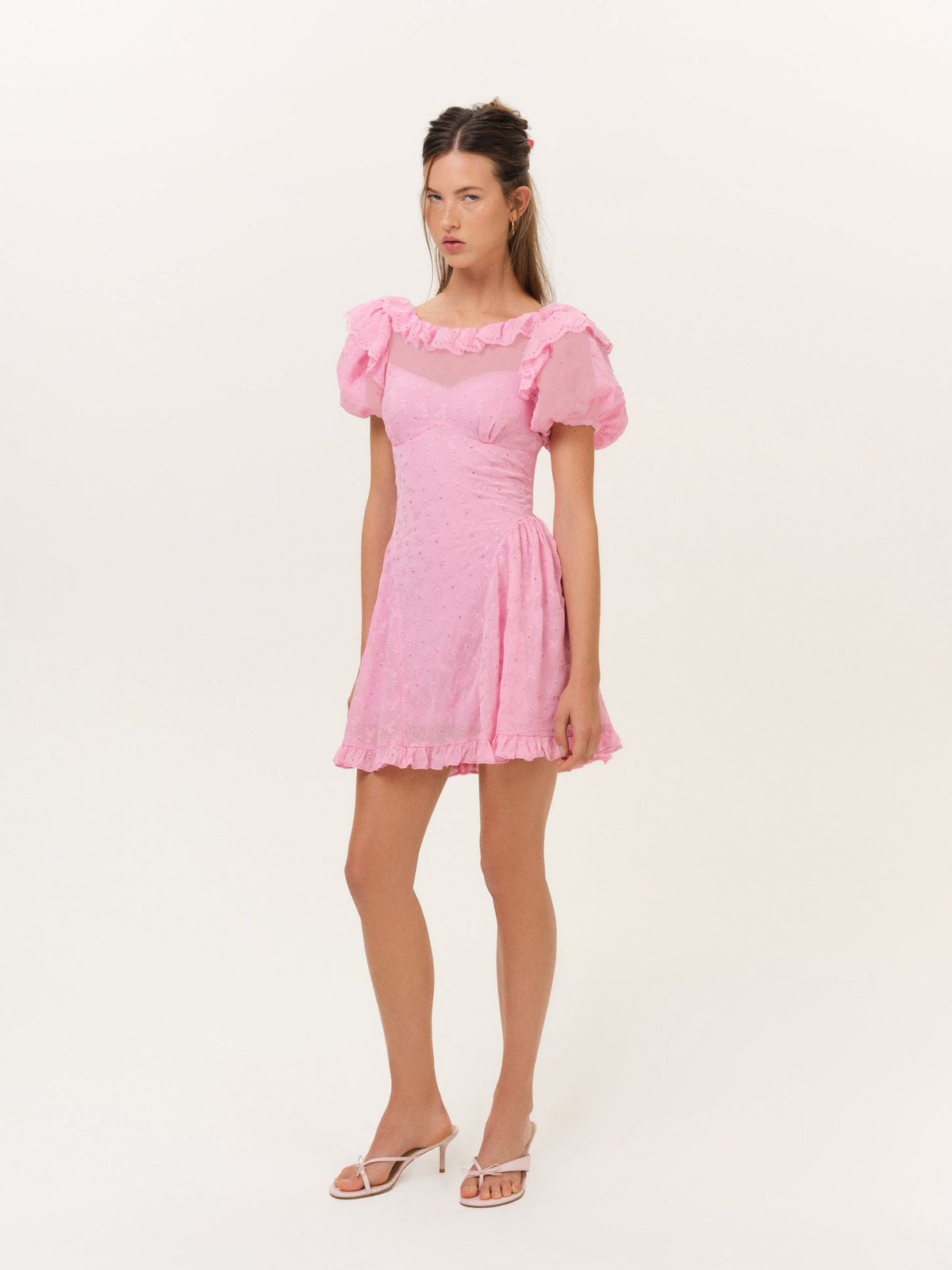 Hamptons Eyelet Mini Dress - Pink