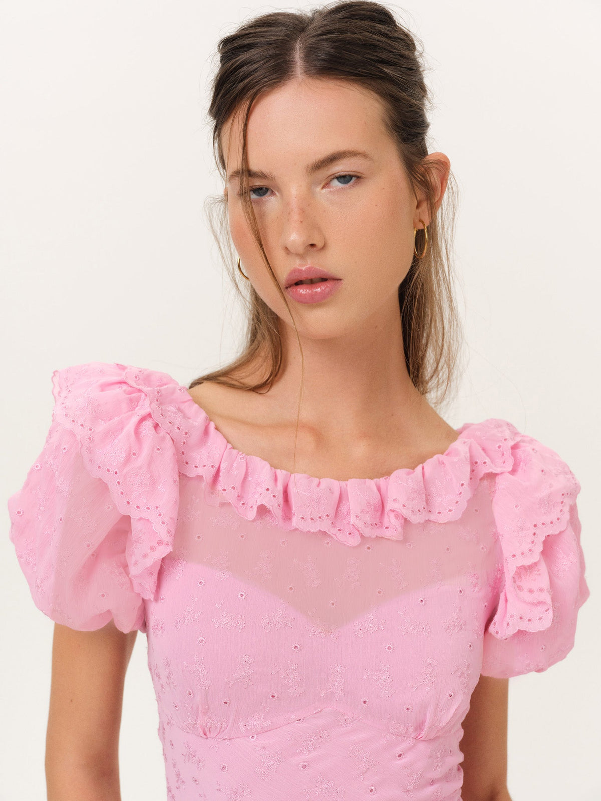 Hamptons Eyelet Mini Dress - Pink