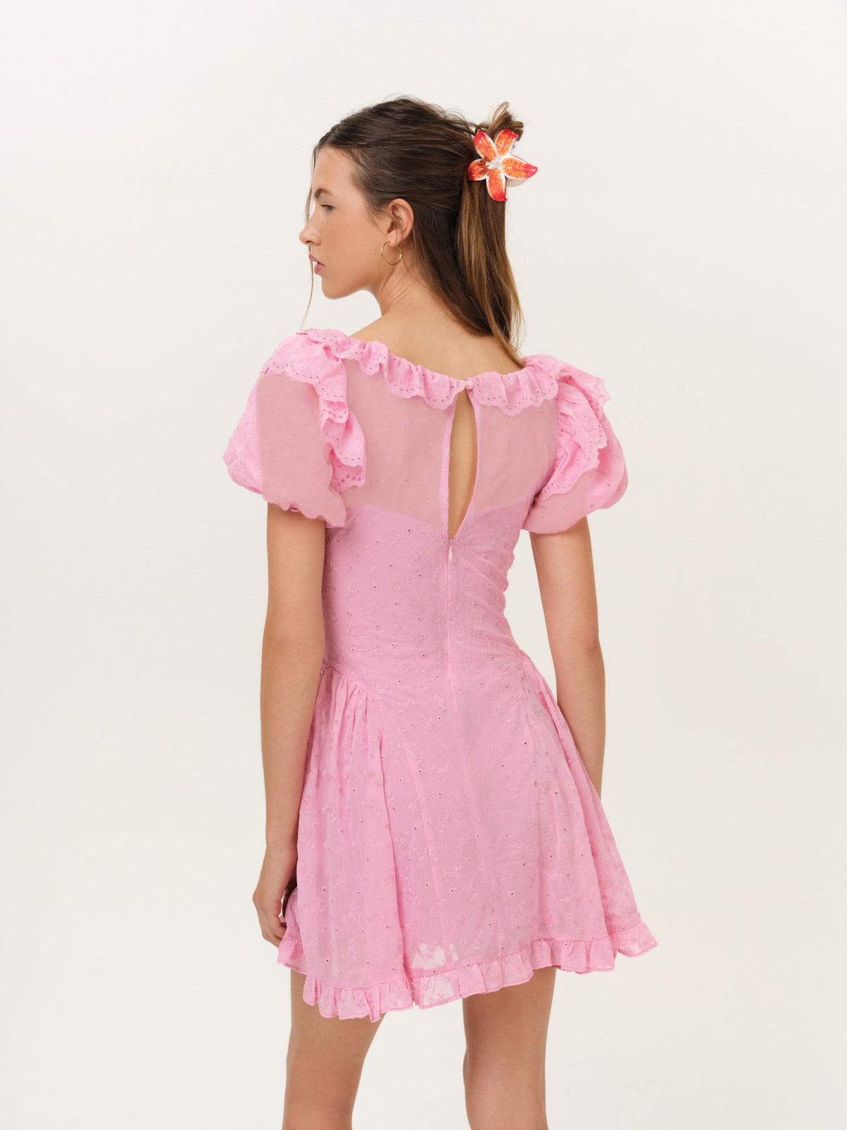 Hamptons Eyelet Mini Dress - Pink