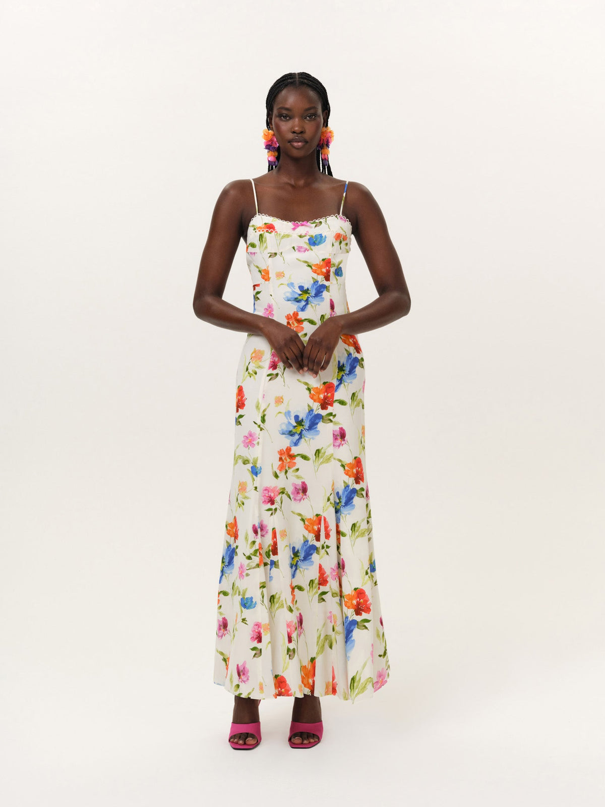 Tropical Bloom Maxi Dress - White