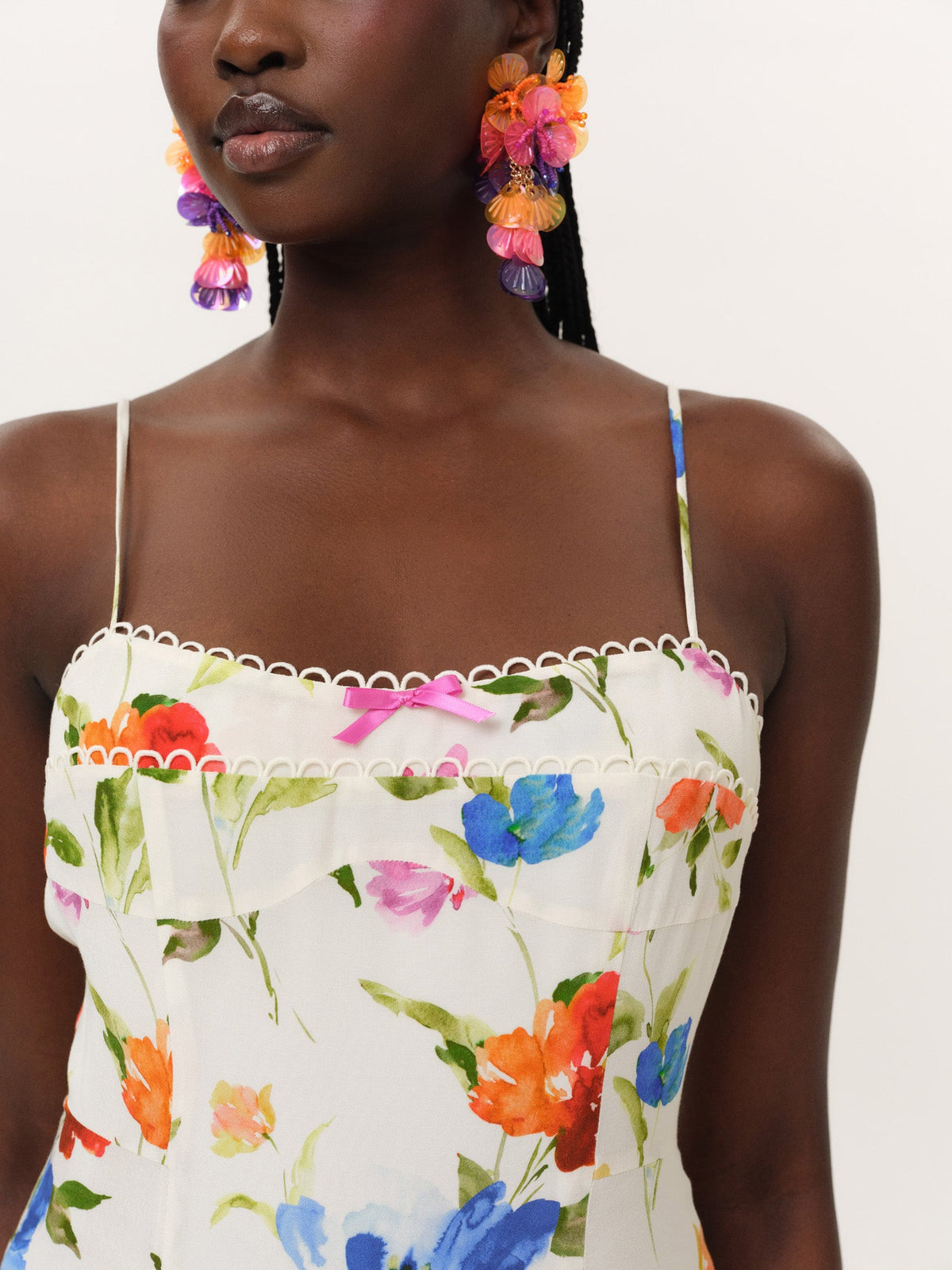 Tropical Bloom Maxi Dress - White