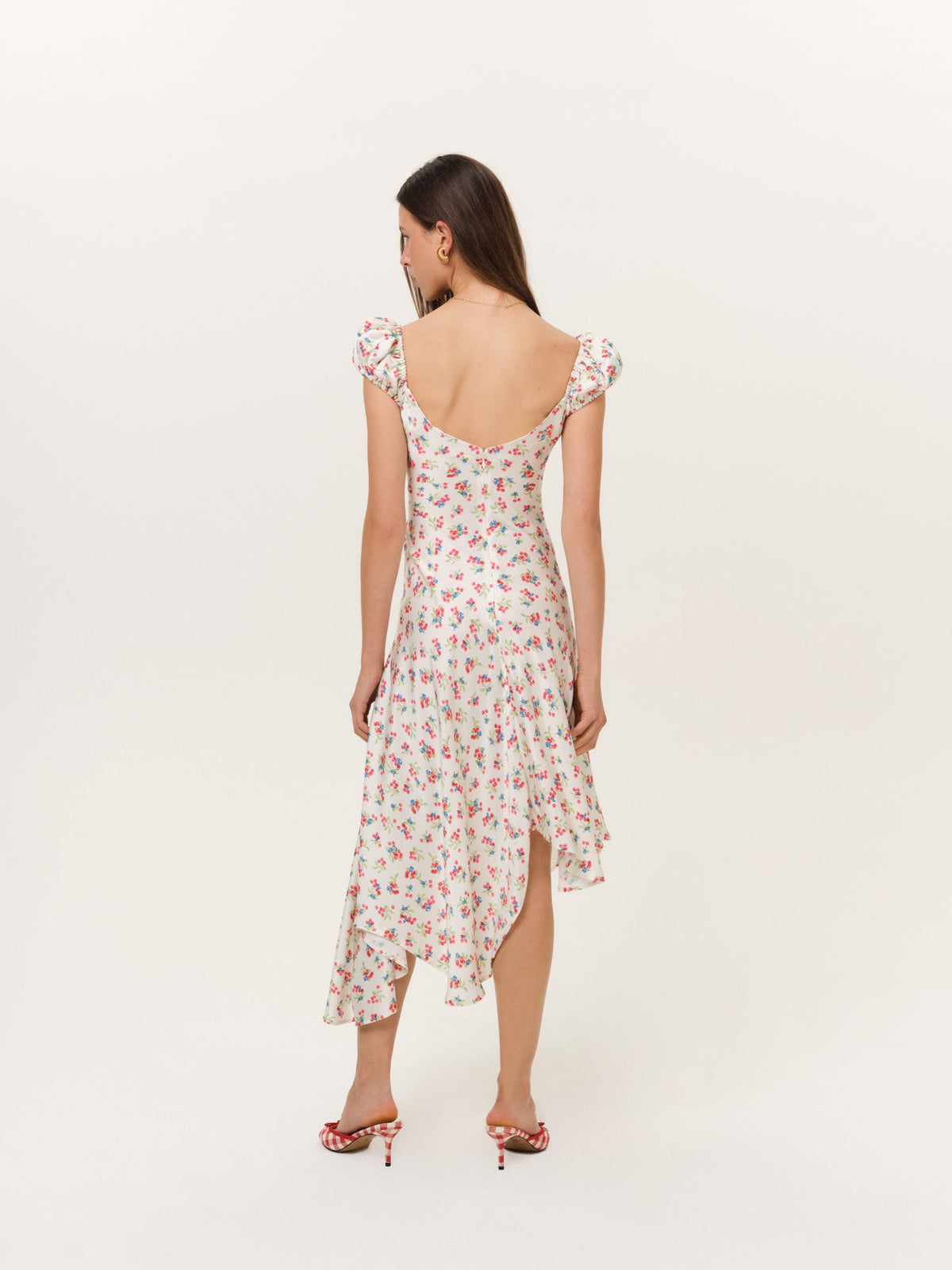 Cherry Mae Midi Dress - Cream Red