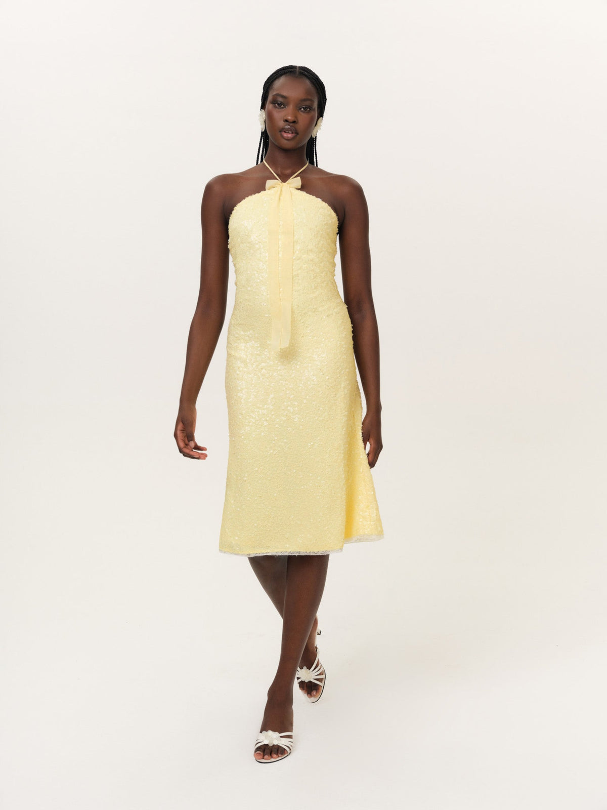 Lela Sequin Midi Dress - Yellow