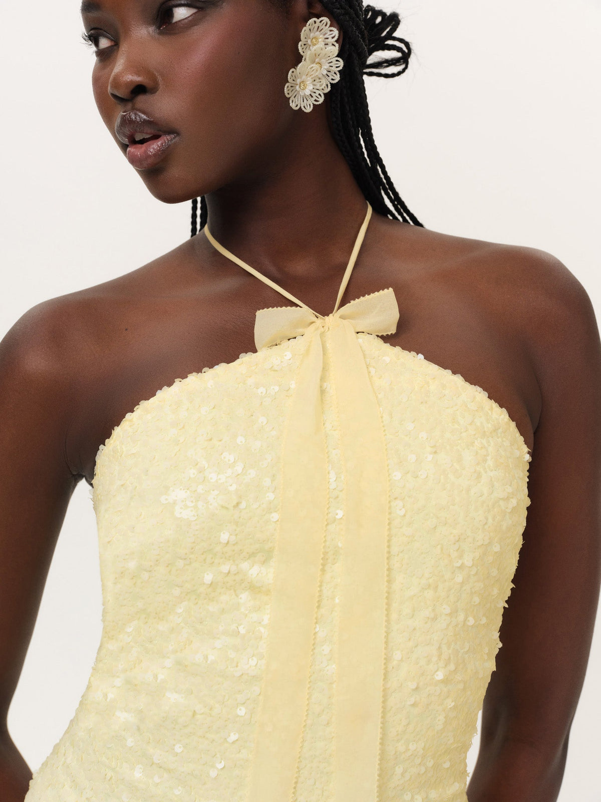 Lela Sequin Midi Dress - Yellow