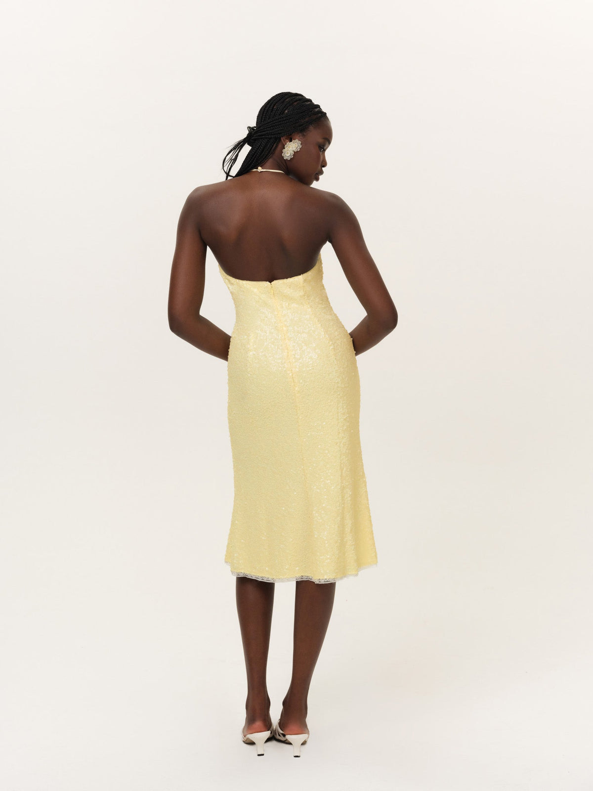 Lela Sequin Midi Dress - Yellow