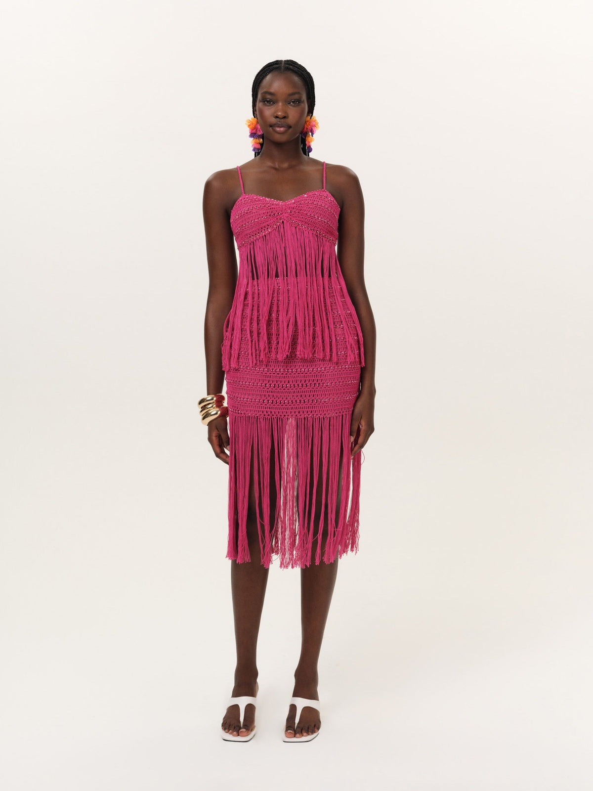 Lulu Fringe Skirt - Magenta