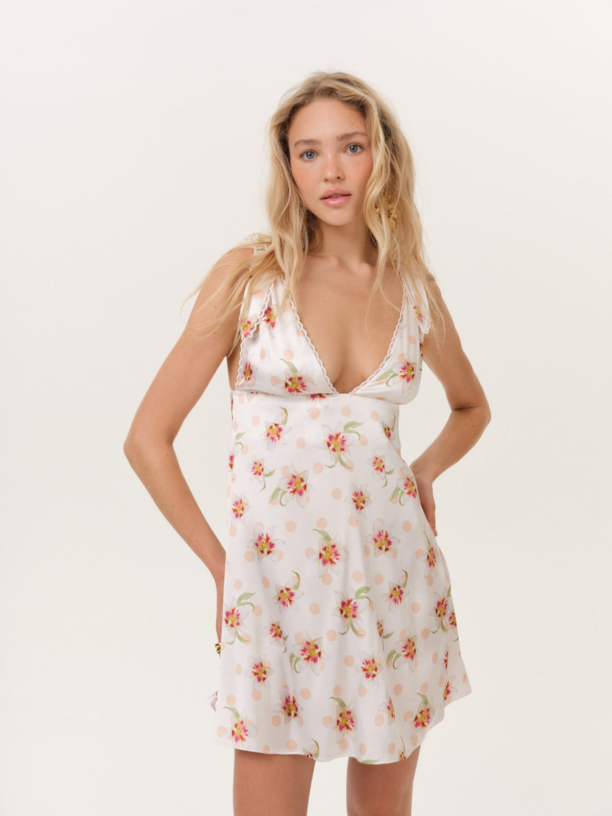 Sunrise Lily Mini Dress - Cream Peach