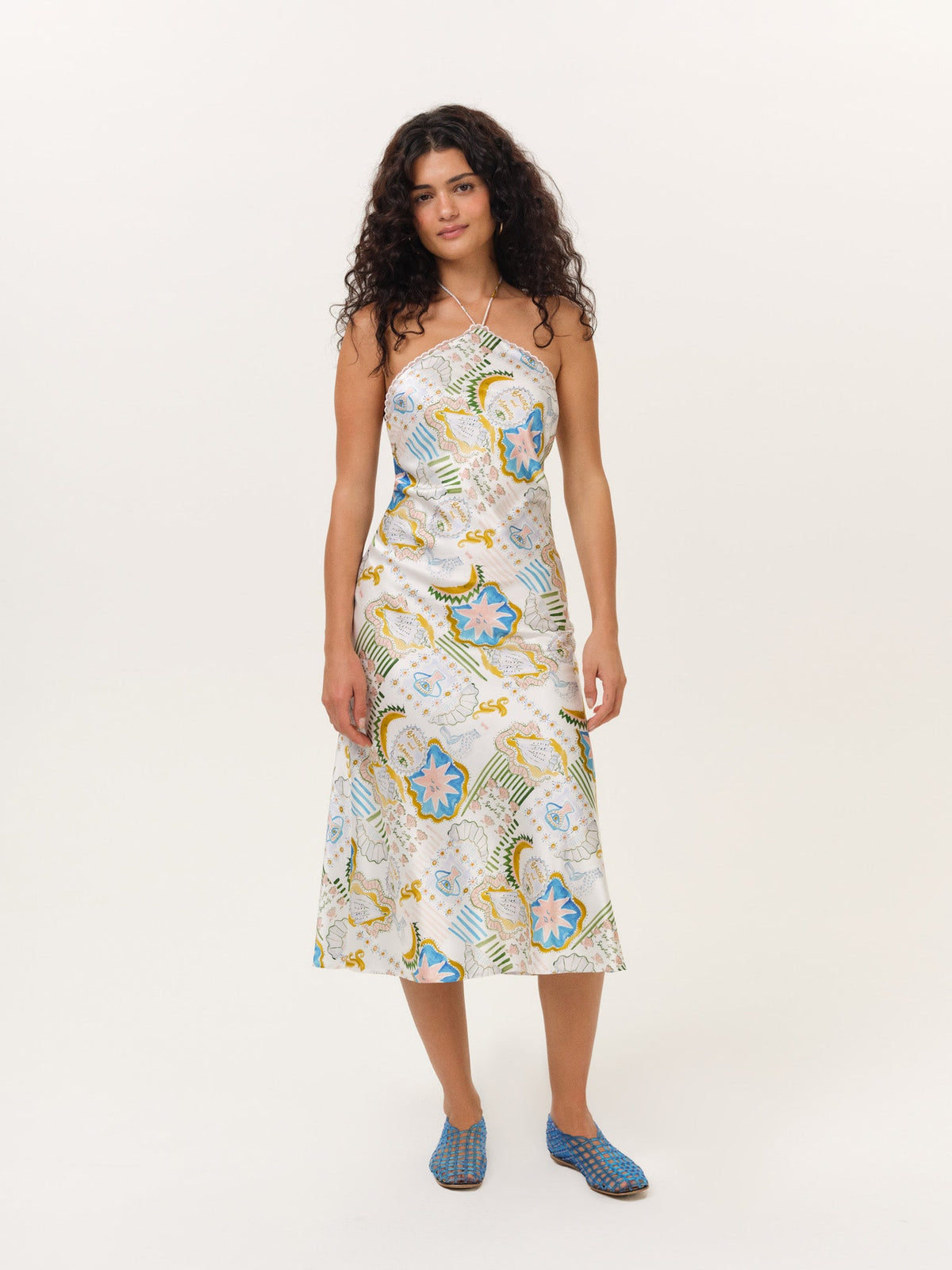 Tide Pool Midi Dress - White Green