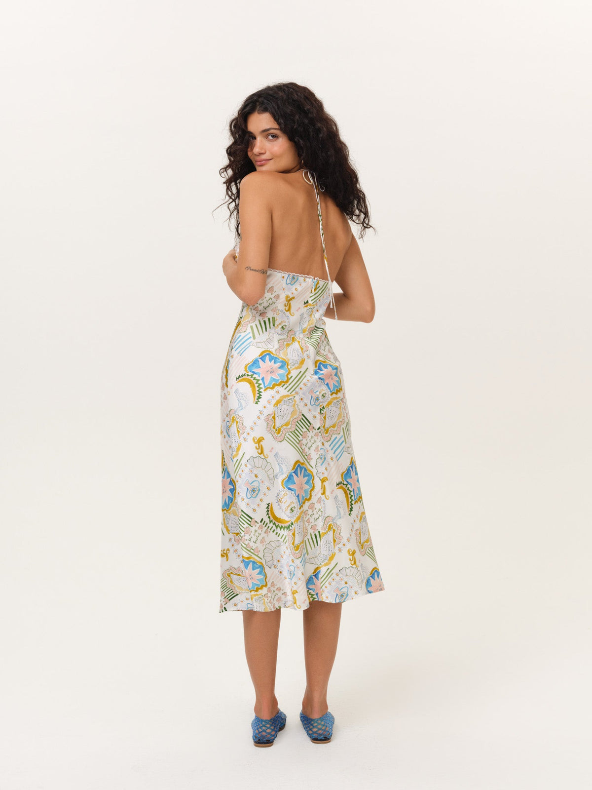 Tide Pool Midi Dress - White Green