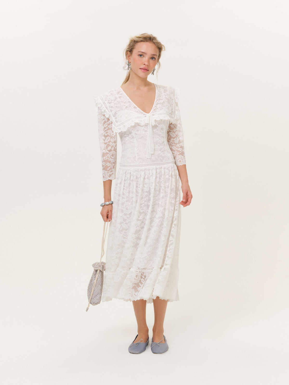 Lost at Sea Midi Dress - Cream