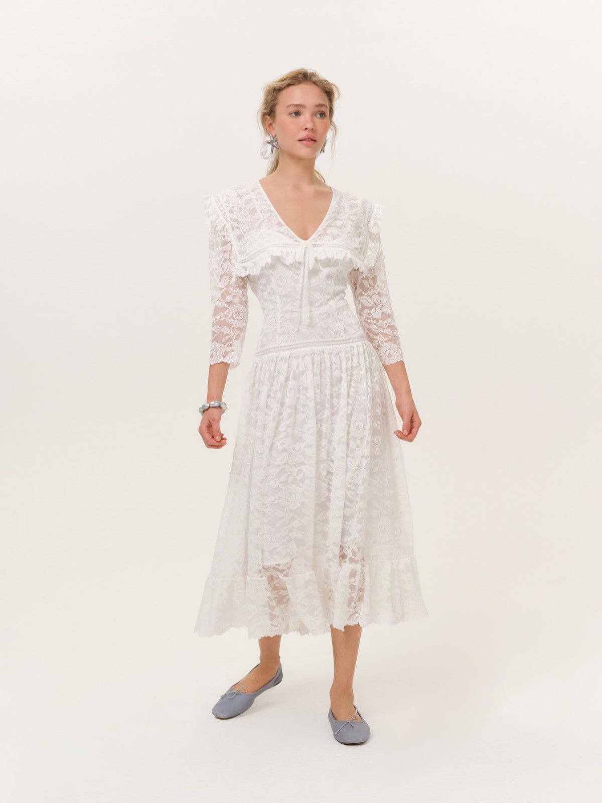 Lost at Sea Midi Dress - Cream