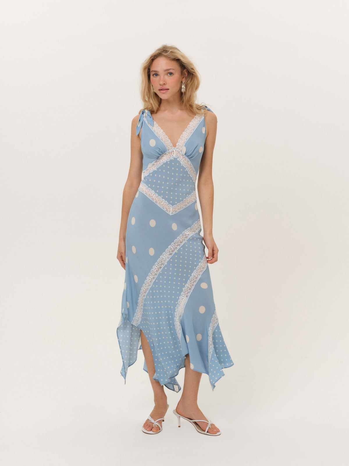Stormie Dot Midi Dress - Blue