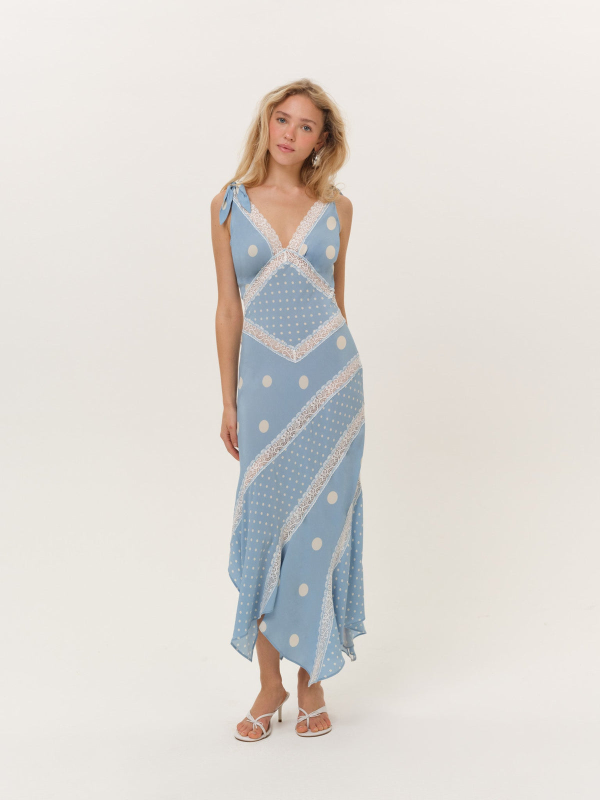 Stormie Dot Midi Dress - Blue