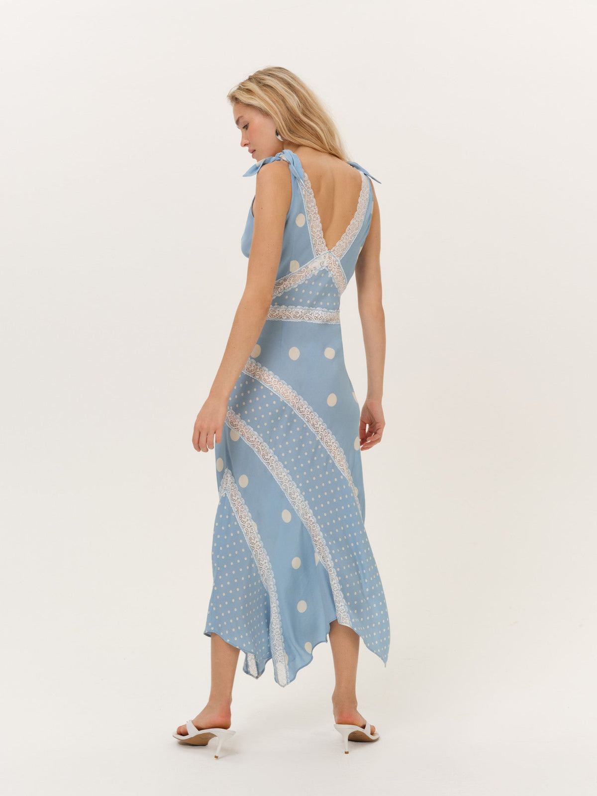 Stormie Dot Midi Dress - Blue
