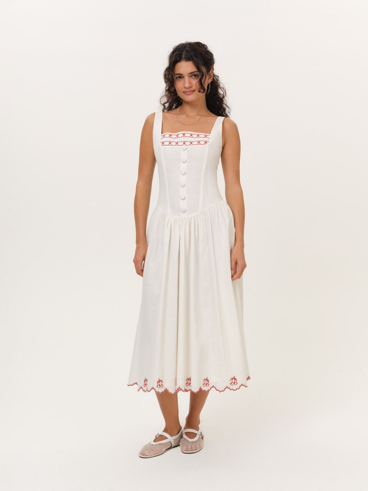 Emma Midi Dress - White
