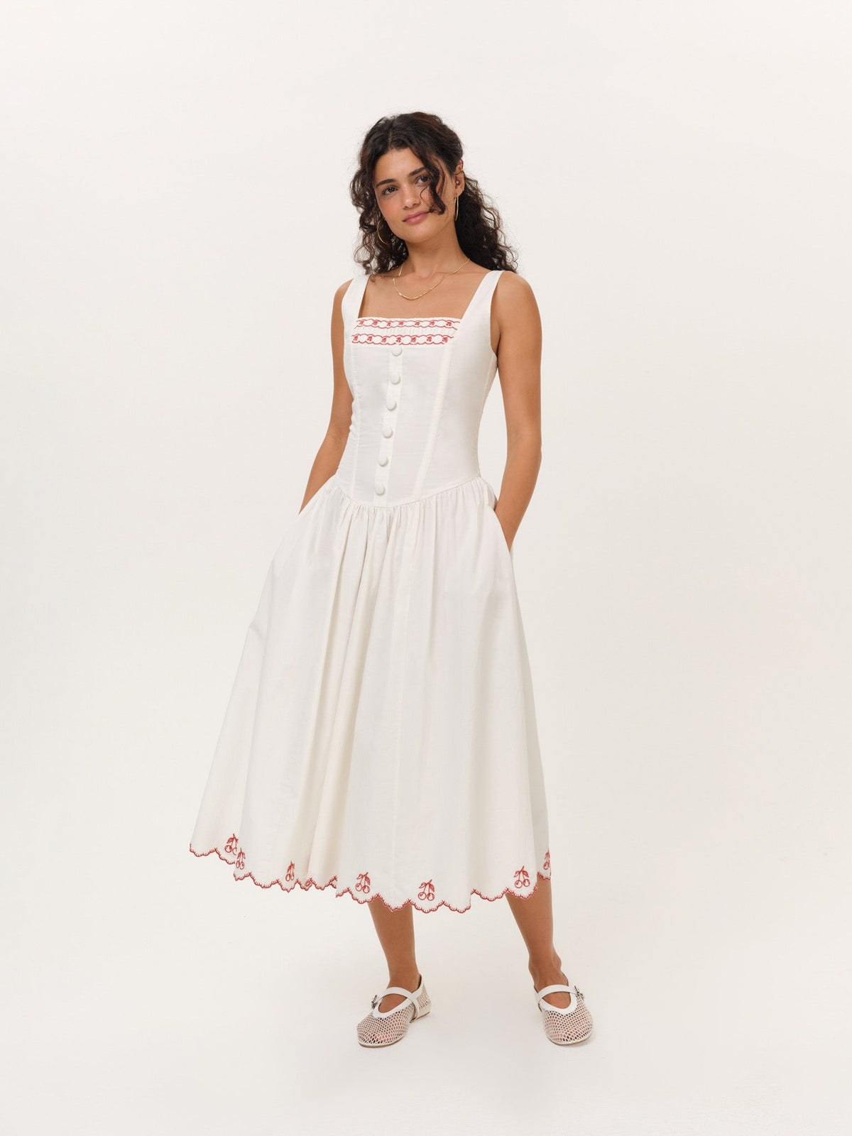 Emma Midi Dress - White