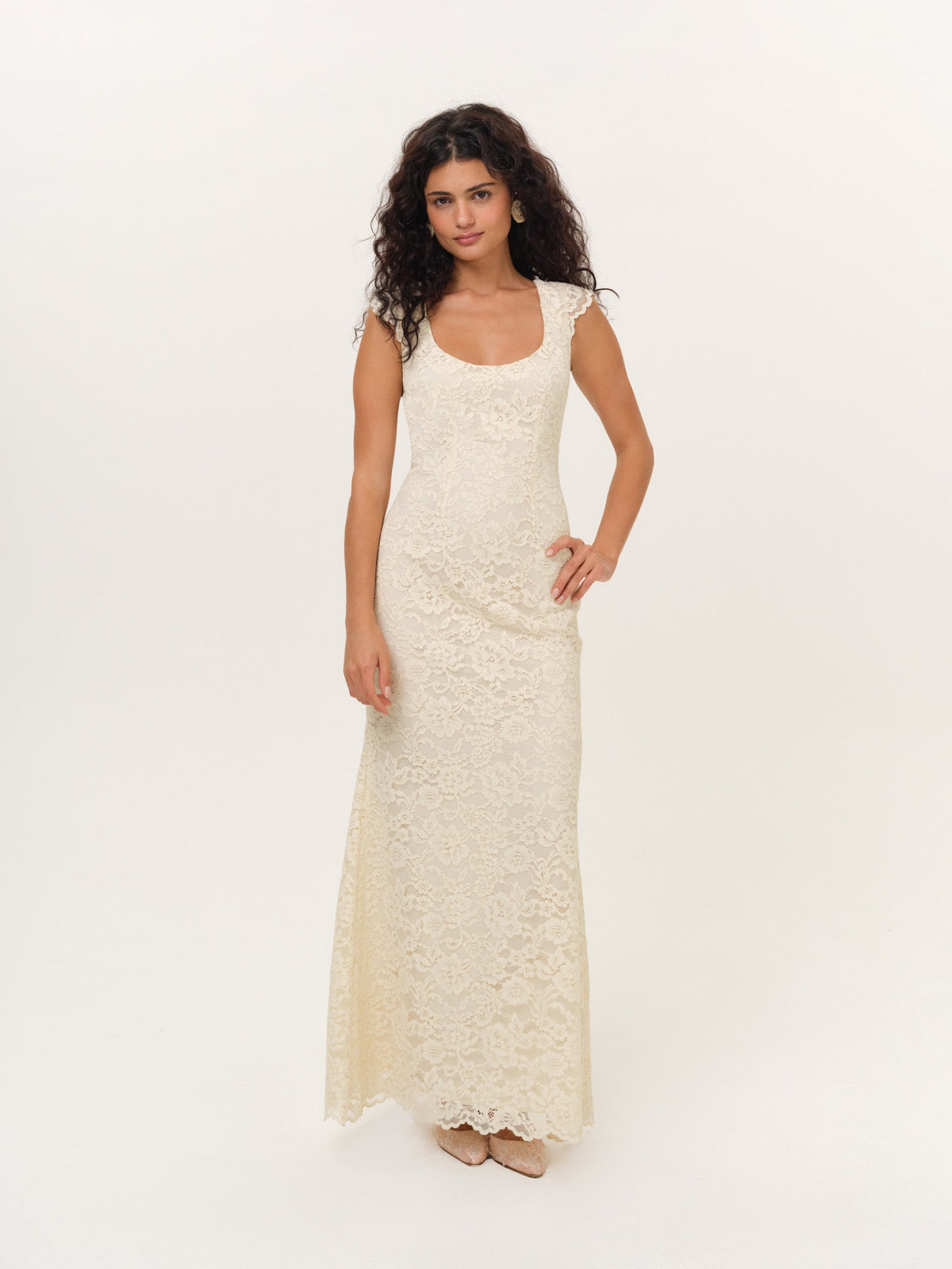 Cottage Lace Maxi Dress - Pale Yellow