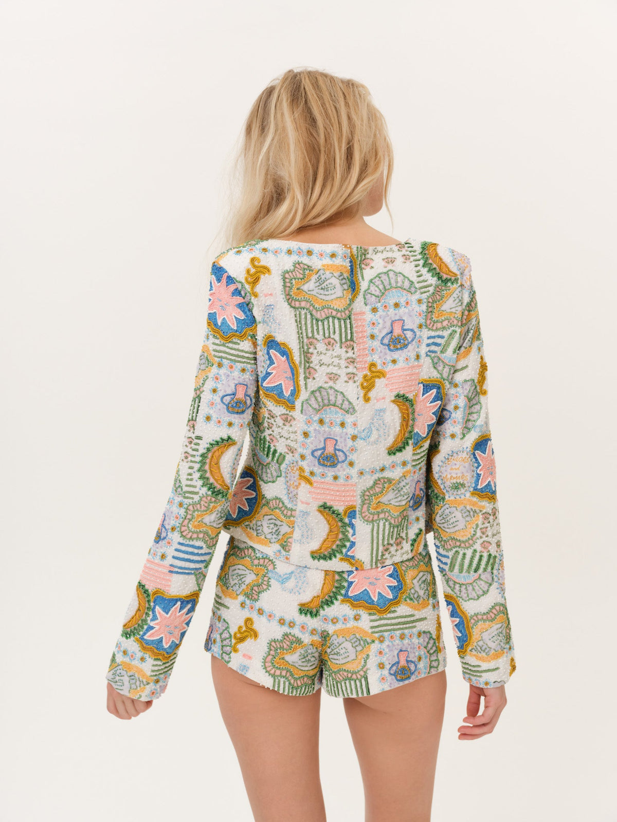 Tide Pool Beaded Shorts - White Green