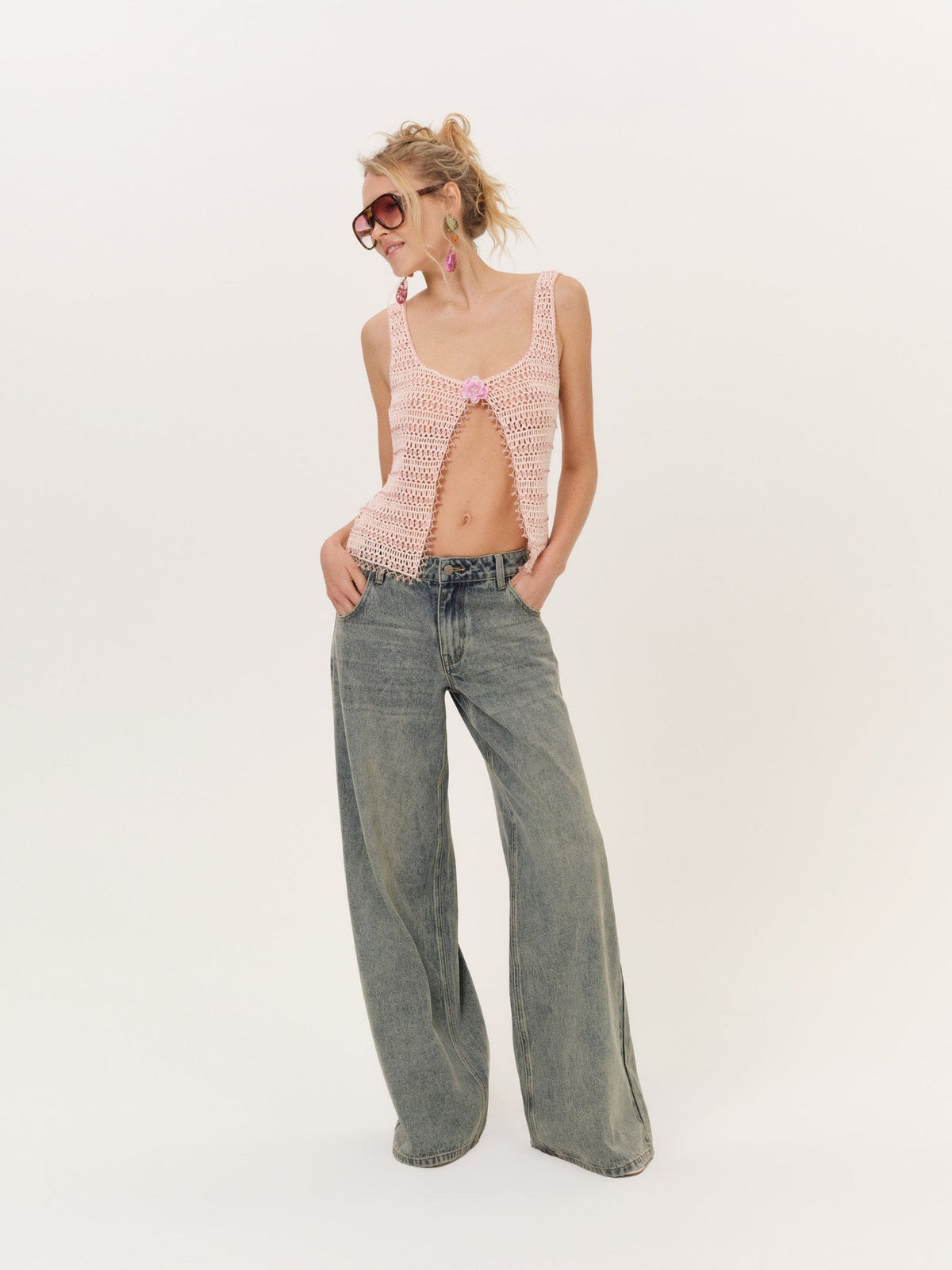Lulu Beaded Tank Top - Pink