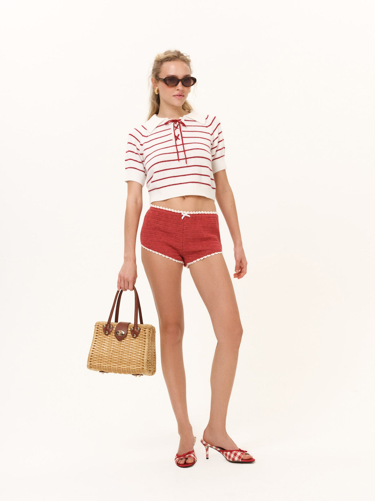 Crochet Rugby Micro Shorts - Red