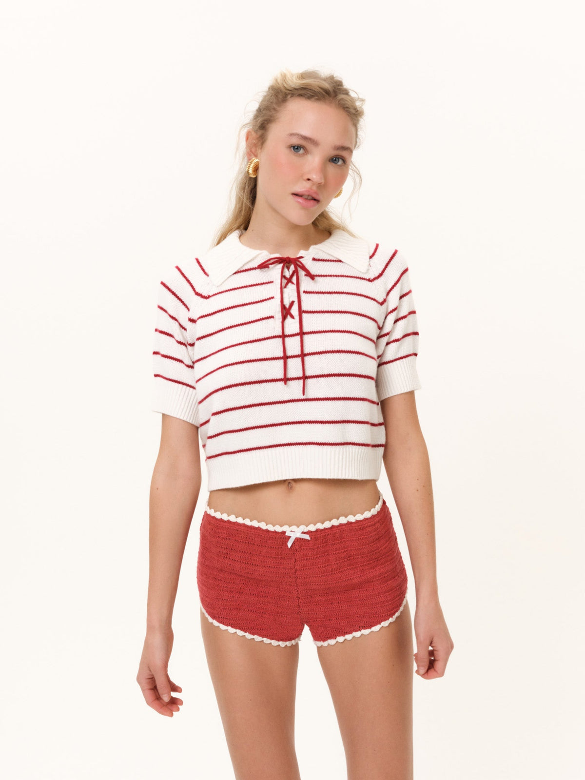 Crochet Rugby Micro Shorts - Red